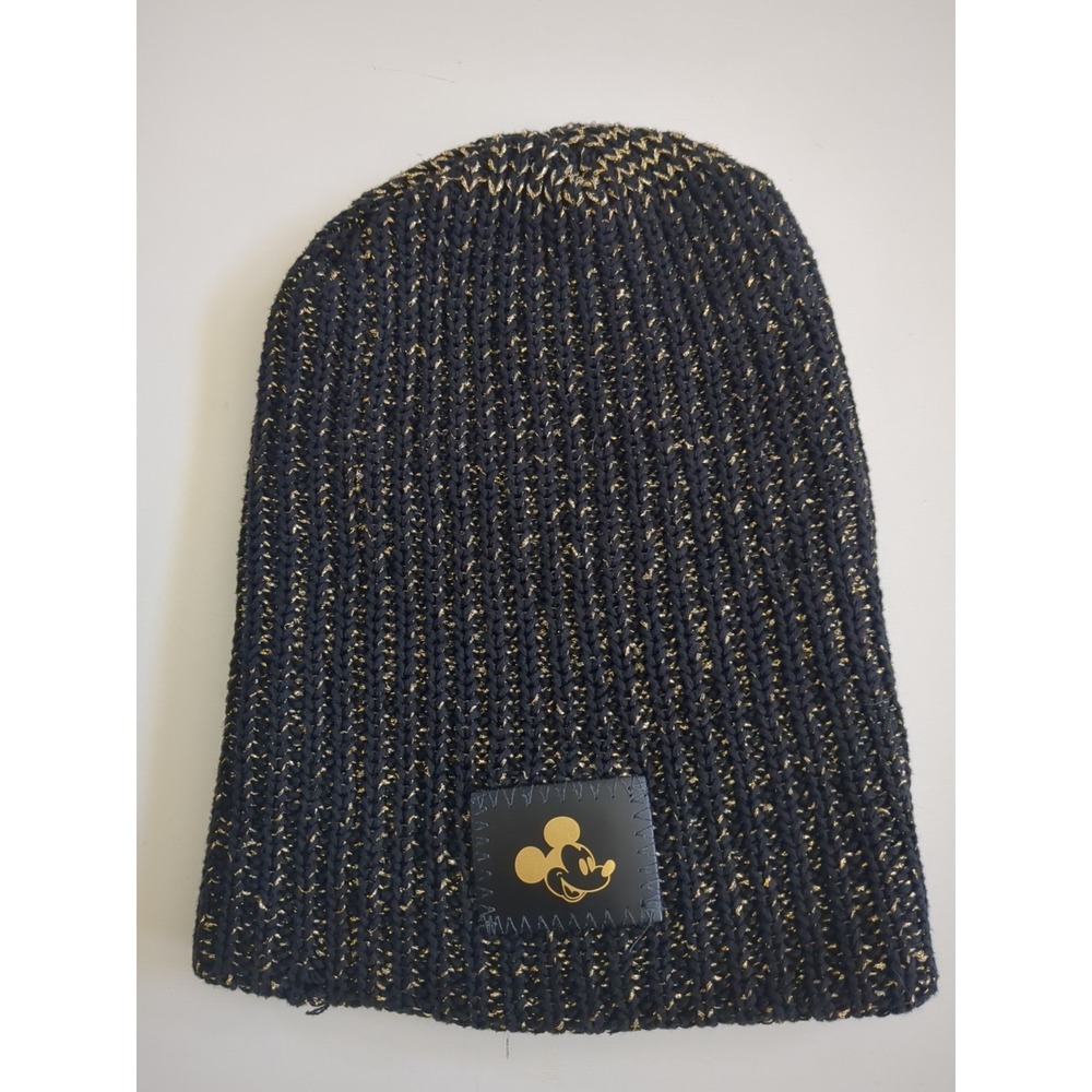 Disney x Love Your Melon, Adult Black Mickey Mouse Gold Foil Beanie